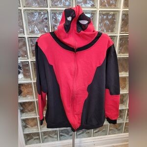 Marvel Deadpool Men's Size XL Hoodie Zip up Sweatshirt Costume Black Red Taco